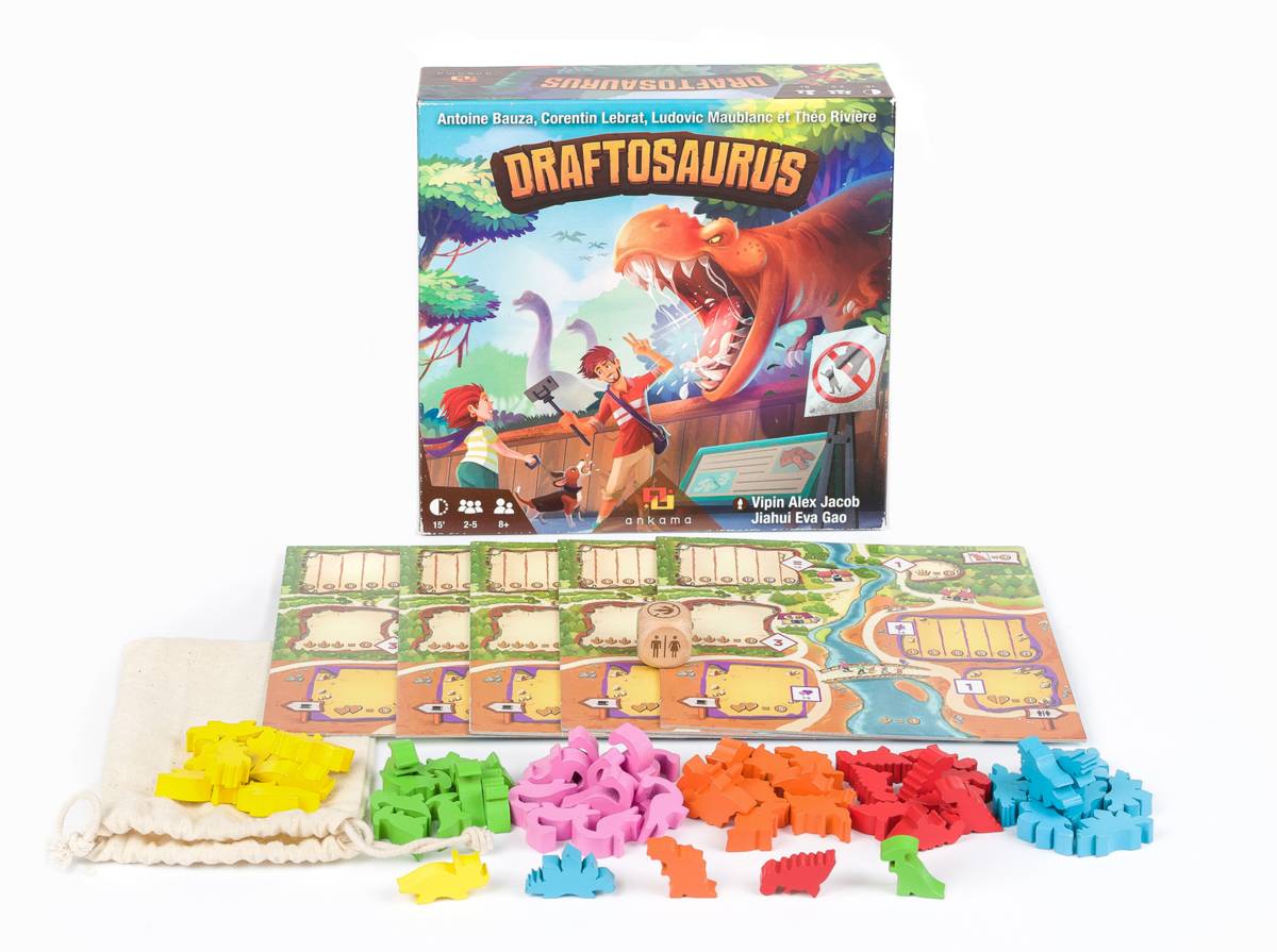 Draftosaurus, um jogo para criar parques com dinossauros